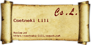 Csetneki Lili névjegykártya